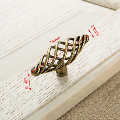 Vintage Antique Bronze Cabinet Handles Hollow Out Birdcage Handles Drawer Knobs Wardrobe Door Pullers Furniture Handle