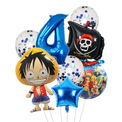 Anime One Piece Aluminum Film Balloons Luffy Shape Foil Balloon Boys Birthday Party Decoration Items