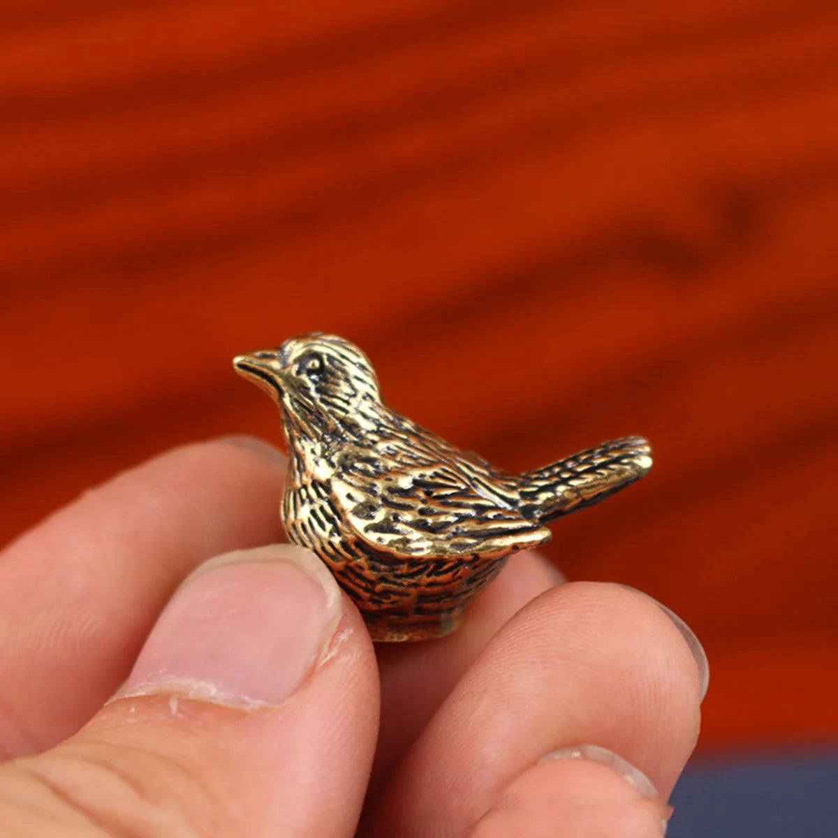 1/2pcs Vintage Ornaments Mini Vintage Brass Bird Statue Retro Sparrow Figurines Small Animal Sculpture for Living Room Bedroom H