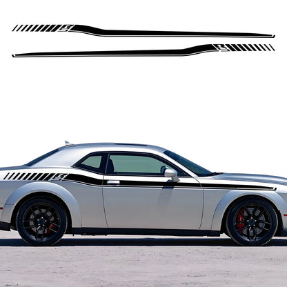 2pcs Car Body Side Accent Stripes Waistline Waterproof Decal Graphics for Dodge Challenger 2008-2023 RS Vinyl Stickers 420x21cm