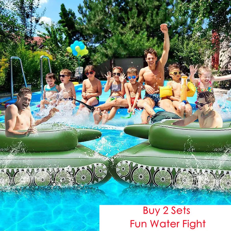 Big Size Summer Giant Tank With Watergun Inflatable  Games Adults Seats Toys Floating Truck Pool Floats Water Spray Beach Party