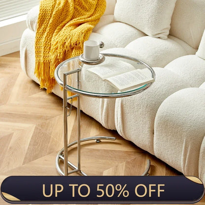 Transparent Glass Table Creative Lift Coffee Table Simple Sofa Table Nordic C-shaped Tables Geometric Round Tables