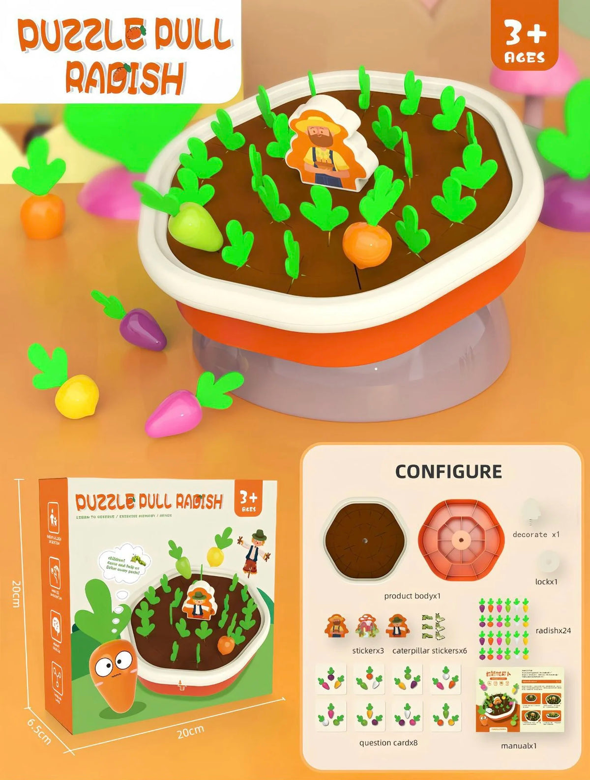 Baby Montessori Toys For Toddler Toys Educational Colorful Shape Toy Pull Carrot Set Counting Discouvery Toys For Kids Learning