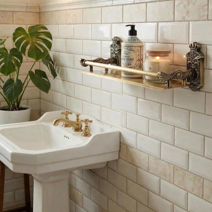 Bathroom Wall Shelves , Antique Bronze Shampoo Holder Bath Shelf Black Bathroom Hardware