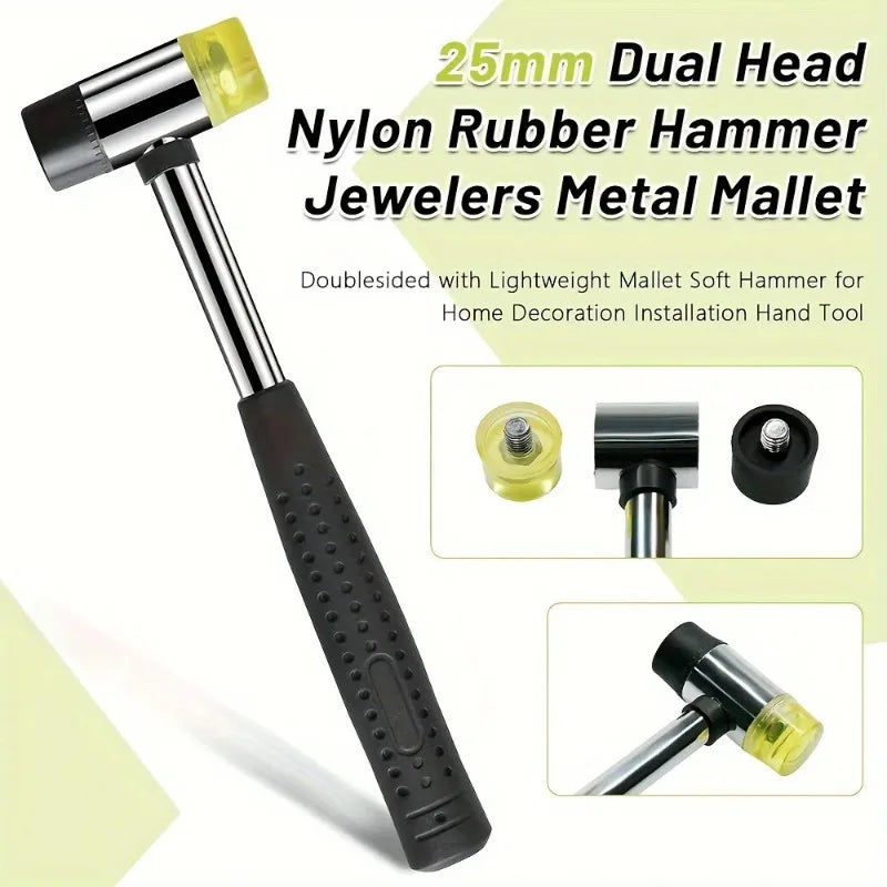 Soft Plastic Double-Sided Rubber Mallet for Jewelry Leather Craft Woodwork & Flooring Installation - Durable Hammer