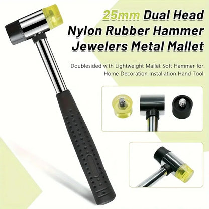Soft Plastic Double-Sided Rubber Mallet for Jewelry Leather Craft Woodwork & Flooring Installation - Durable Hammer