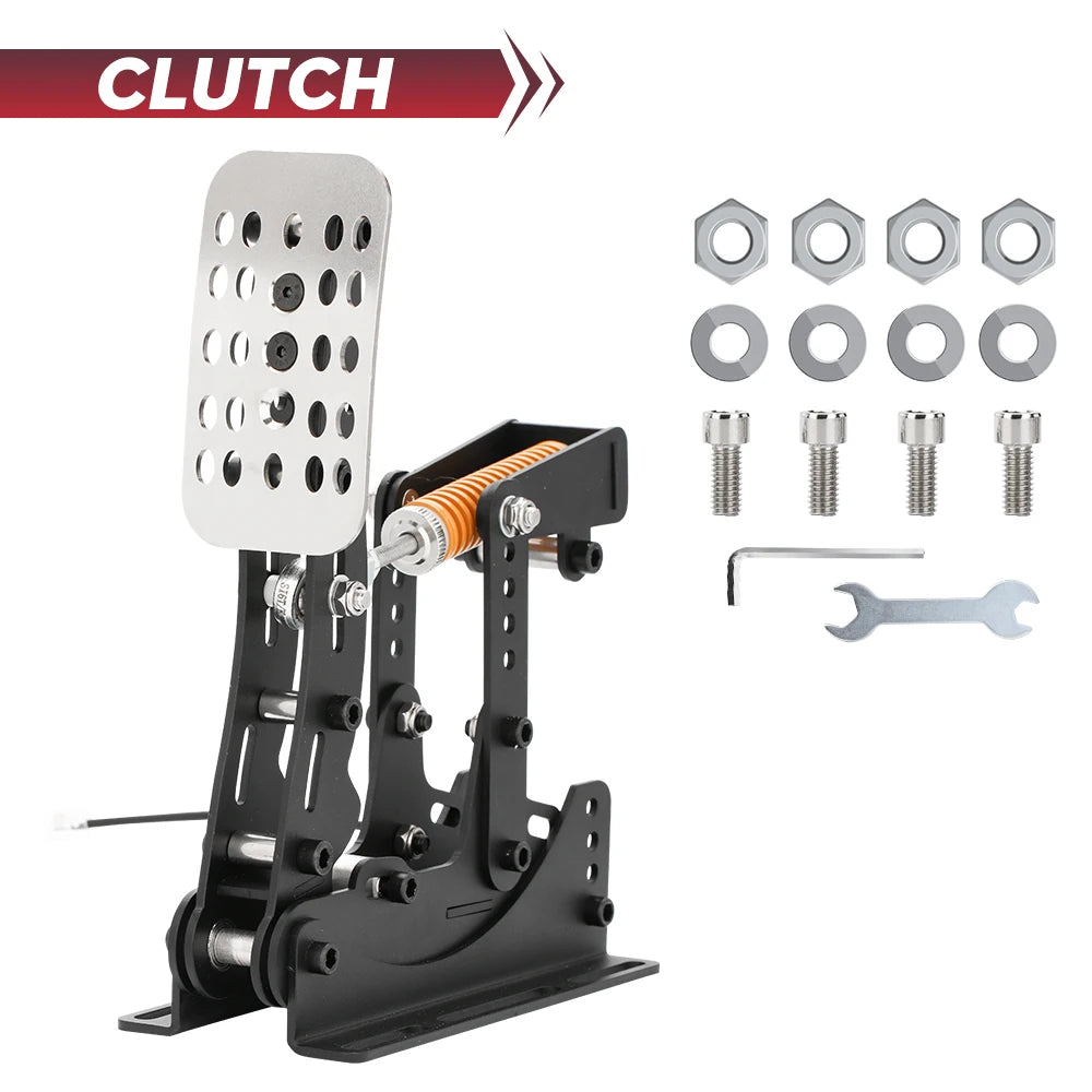 Simruito Sim Racing Pedals, 200kg Load Cell 3 Pedal Set, USB Simracing Pedals Adjustable Brake, Black/Silver for PC Simulator