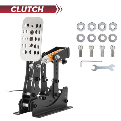 Simruito Sim Racing Pedals, 200kg Load Cell 3 Pedal Set, USB Simracing Pedals Adjustable Brake, Black/Silver for PC Simulator