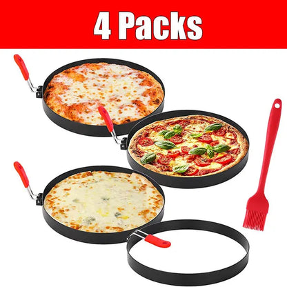 2/4 Packs 8 Inch Omelette Rings for Griddle Large Stainless Steel Nonstick Pancake Molds With Oil Brush Omelet Egg Ring Maker