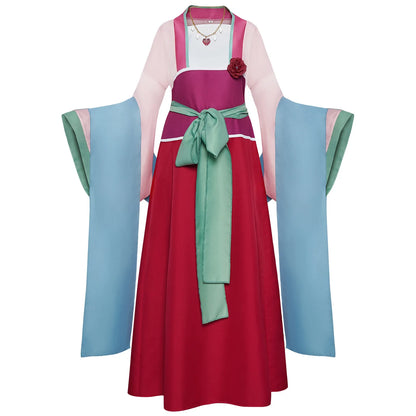 Maomao Cosplay Costume Anime Apothecary Diaries Mao Mao Pink Kimono Full Set Women Outfit with Necklace for Halloween Comic Con
