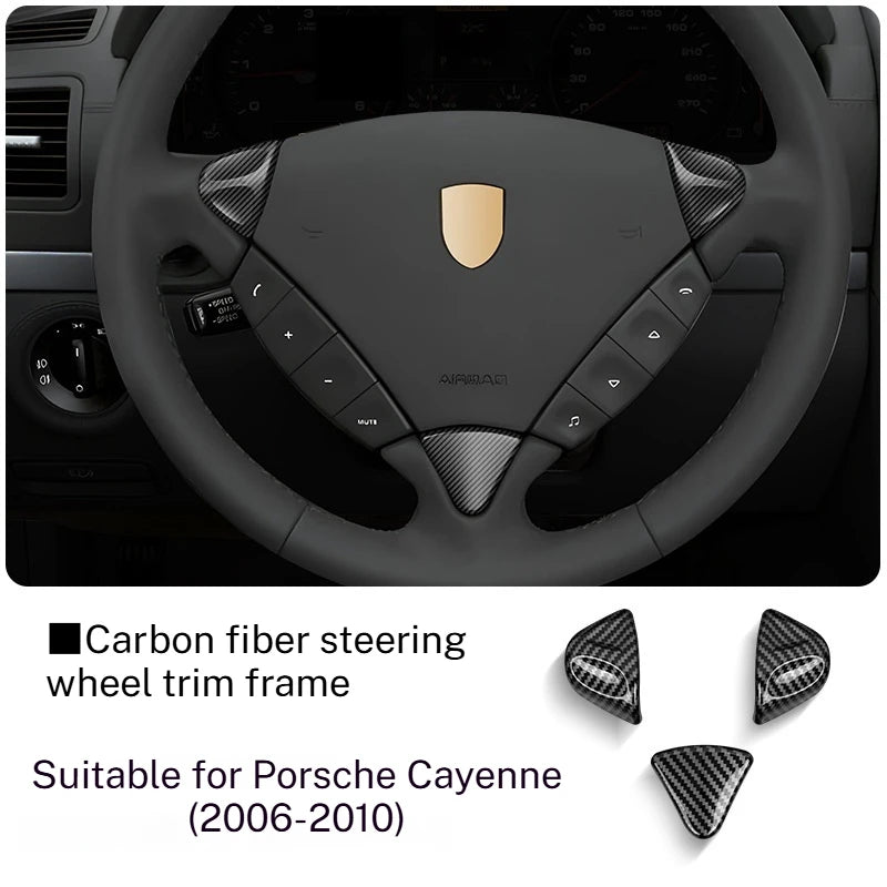 For Porsche Macan Cayenne Panamera 718 Taycan 2011-2025 Style Carbon Fiber Steering Wheel Cover Frame Trim Car Accessories
