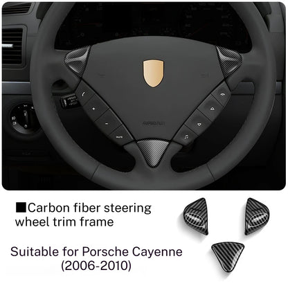 For Porsche Macan Cayenne Panamera 718 Taycan 2011-2025 Style Carbon Fiber Steering Wheel Cover Frame Trim Car Accessories