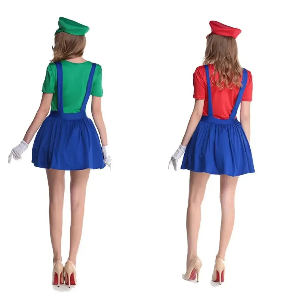 Anime Super Luigi Brothers Cosplay Adult Costume Super Brothers CostumeJumpsuit Beard Hat Set Halloween Costume Props Men Womens