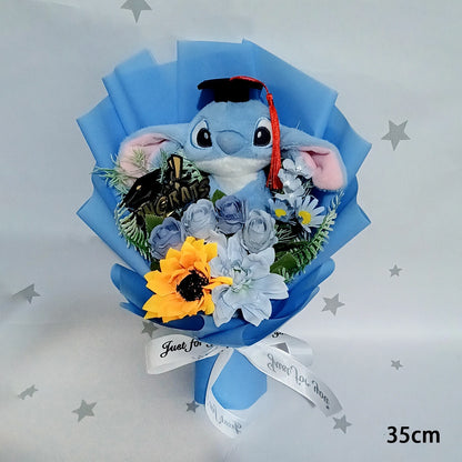 Cartoon Winnie the Pooh Pig Plush Bouquet Handmade Flower Bouquet Plush Doll Wedding Graduation Valentine Christmas Birthday Gif