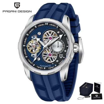 PAGANI DESIGN PD-YS022 Men's Mechanical Watch Tourbillon Skeleton Wristwatch For Men Fluorine Rubber Strap Automatic Watches