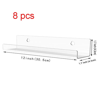 2/4/6/8pcs Clear Vinyl Record Shelf Wall Mount Holder Wall Acrylic Album Record Holder Display Your Daily LP For Home Decor