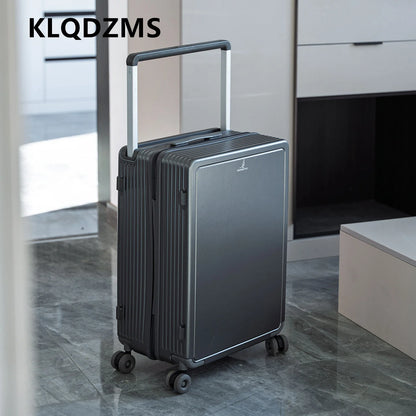 KLQDZMS Suitcase Women's Zipper Boarding Box Men's Aluminum Frame Trolley Case 20"24"26"28 Inch Large Capacity Travel Luggage