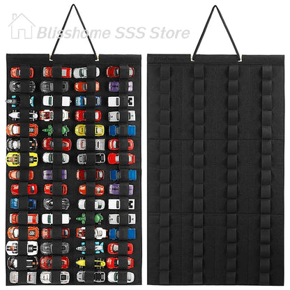 【S】Hanging Organizer For Wall Mount Display Case Large Capacity Storage Box Bags Hold Up Toy Matchbox Cars Kids