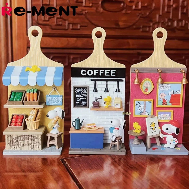 Re-Ment Peanuts Snoopy Miniature Scene Blind Box Wall Hanging Cutting Board Pendant Food Play Figure Daily Life Mini Diorama Set