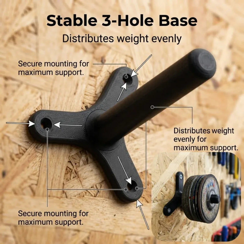 5-Piece Wall Mounted Bracket Suitable for 125mm Angle Grinder | Compact Tool Storage Grinder Bracket for Garage Workshop