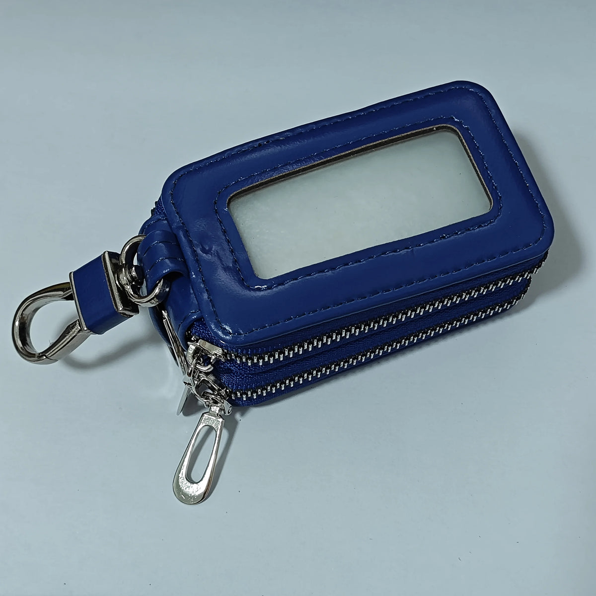 High-End Double Layer Zipper Car Key Holder Leather Key Case Large Capacity Universal Men Women Key Pouch with Keychain