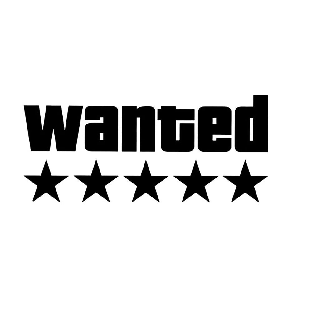 1PC Wanted Star Motorcycle Sticker Decoration DIY for Motorbike Fuel Tank Side Panel Car Electric Scooter Waterproof Vinyl Decal