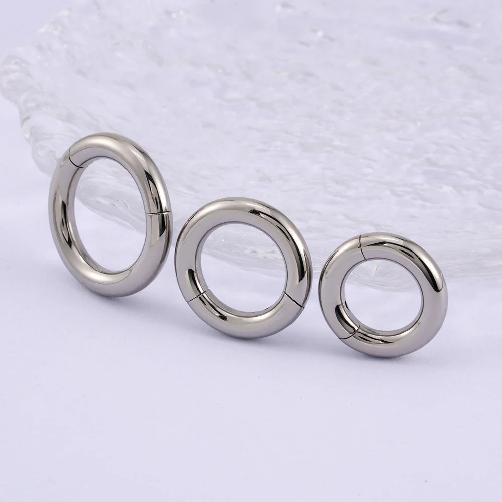 Right Grand ASTM F136 Titanium Large Gauge 6G 8G 10G Single Hinged Clicker Segment Hoop Ring Septum Nose Piercing