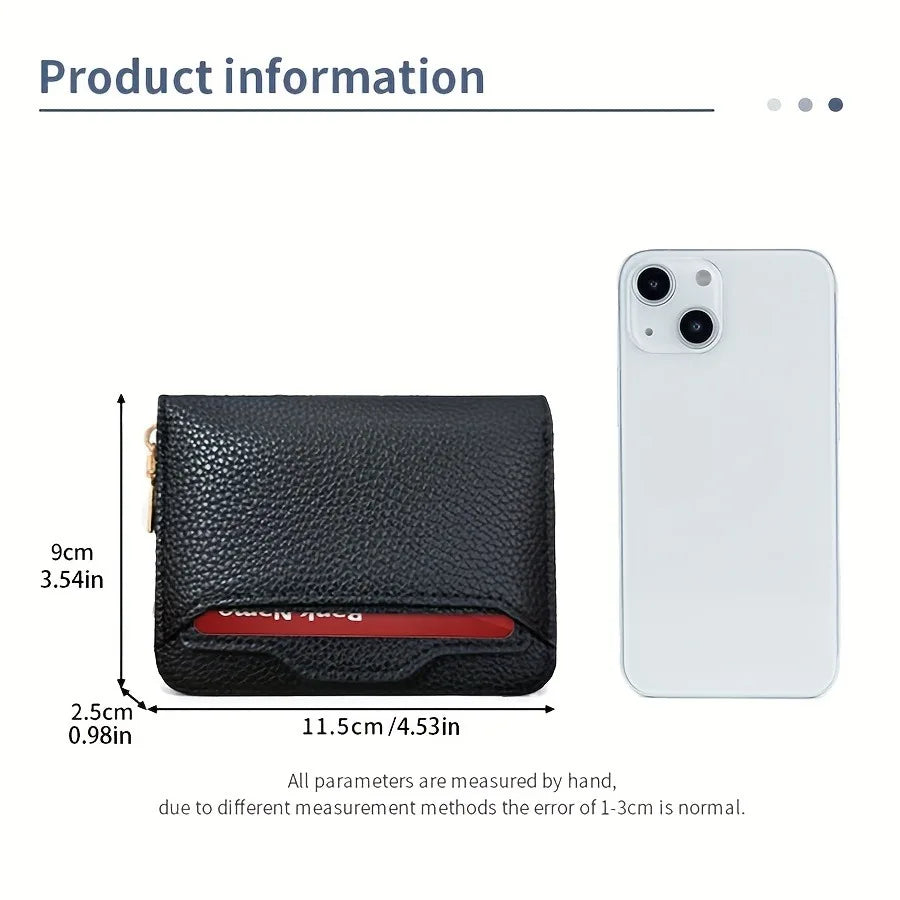 Mini Credit Card Wallet ID Card Holder, Unisex Small Wallet, Thin Zippered Short Coin Purse
