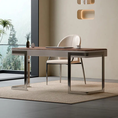 Retro Style Walnut Grain Solid Wood Desk Minimalist Aesthetic Office Desk Modern Display Design Executive Luxury Office Desks