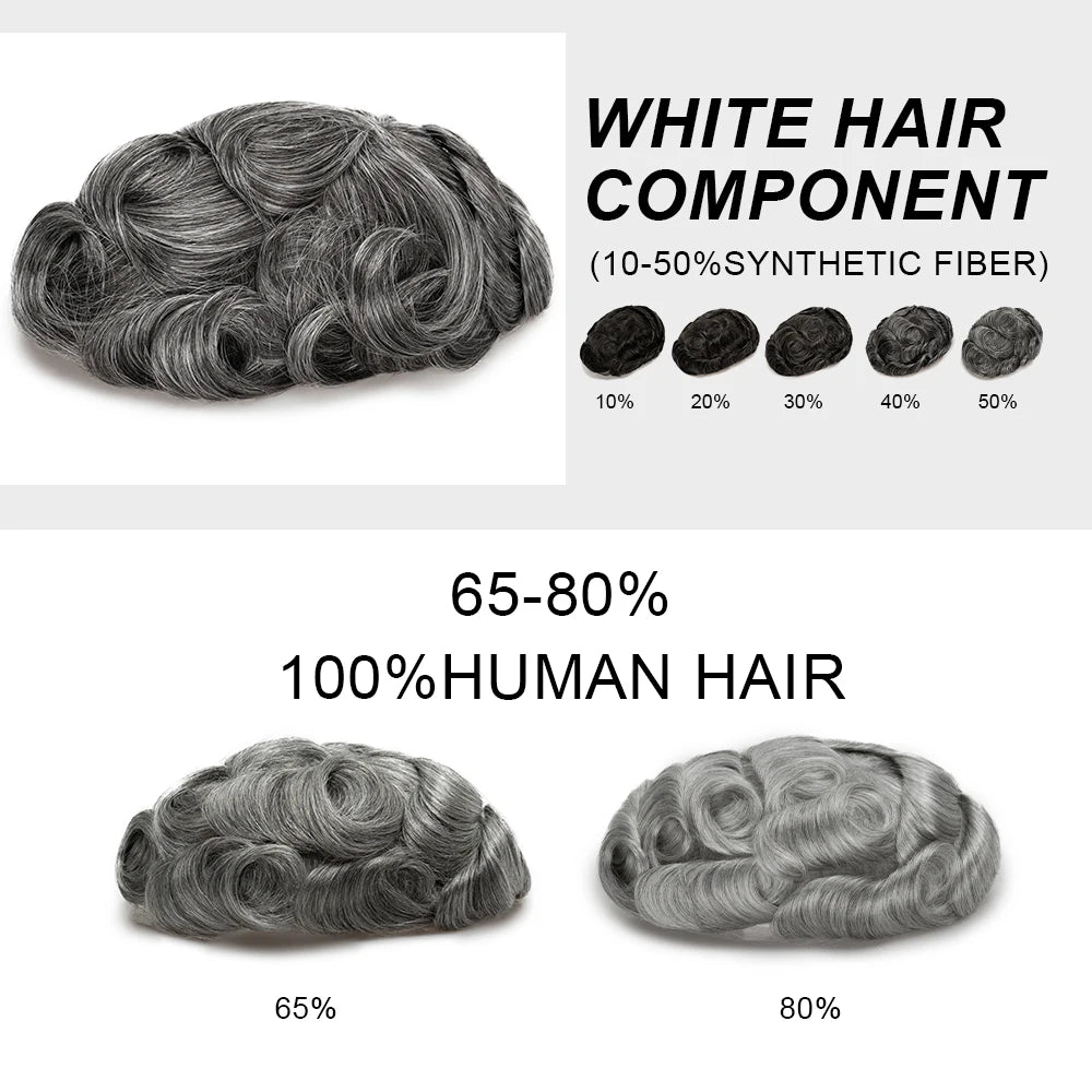 0.03mm Thin Skin Men's Wig 90% 100% Density Human Hair Men Toupee Capillary Prosthesis V Loop Natural Hairline for Hair Loss