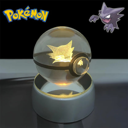 Pokemon 3D Crystal POKE BALL Figure Toys Snivy Dragonair Blastoise Venusaur Milotic Raichu Night Light LED Lamp Base Model Dolls