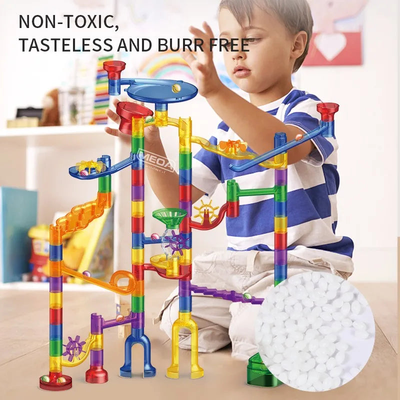 Safety Material Educational Toys Marble Toys Ball Track Assembly Building Blocks Kids' Marbel Run Toys Rail Track