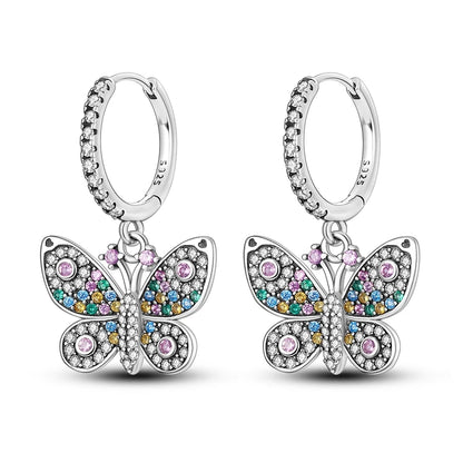 Original 925 Sterling Silver Earrings Sparkling Shining Dreamy Butterfly Hoop Earring for Women Girl Party Birthday Jewelry Gift