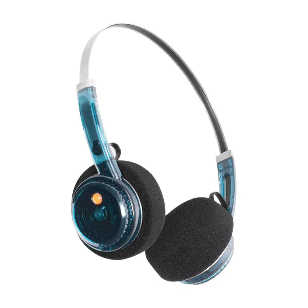 Transparent Wireless Headphones Bluetooth Headset with Fidget Button, Translucent Stereo with Build-in MIC for Android and iOS