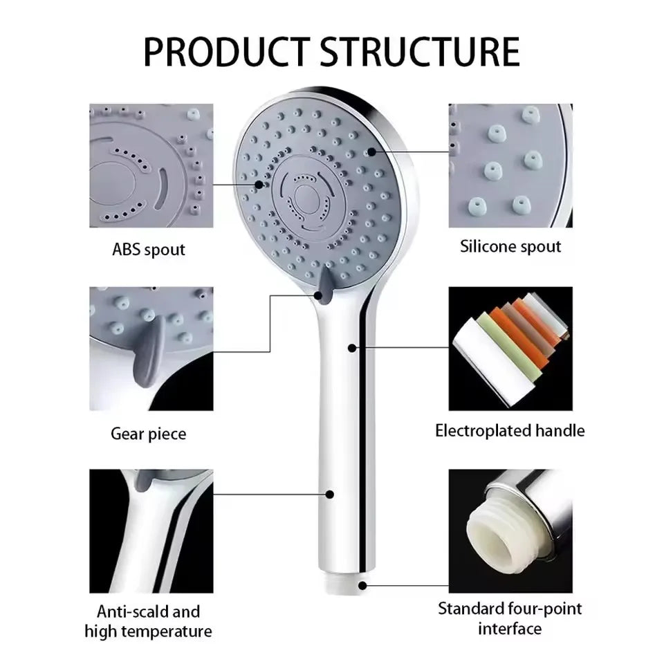5 Modes Shower Head Set High Pressure Massage Handheld Bath Sprayer Nozzle Shower Head With Hose Bracket Bathroom Accessories