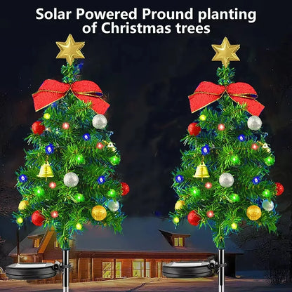 Christmas Solar Tree Light Outdoor Decorations Garden Stake Lighted Yard LED Solar Stakes Trees for Pathway Lawn Patio Ornament