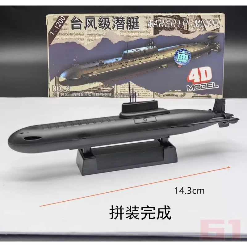 4D Assembled Warship Model 8-piece Set Dreadnought Destroyer Typhoon Class Submarine Hovercraft Toy Boat