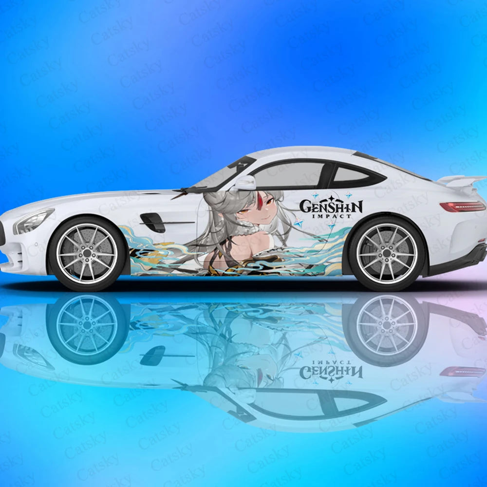 Genshin Anime Car Decals Side Graphics Wrap Vinyl Modified Car Parts Car Stickers Game Livery Custom Pattern Decals