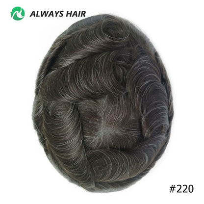 0.12-0.14mm PU Men Toupee Full Thickness Skin Indian Human Hair Men's Capillary Prothesis 130% Density Wig Man