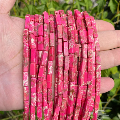 4x13mm Natural Stone Tube Rectangle Sea Sediment Lapis Lazuli Opal Amethysts Quartz Beads for Jewelry Making DIY Bracelet