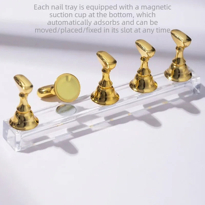 New! For Magnetic Nail Holder Practice Display Stand Gold Silver Rose-Golden Showing Shelf Gel Polish Display Stand Tools
