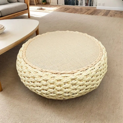 Rattan Low Stool Living Room Household Round Stool Aquatic Grass Rattan Creative Sofa Leisure Balcony Bay Window Seat Pier