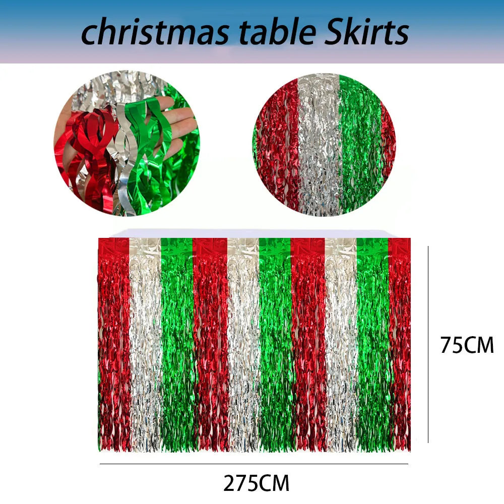 Rainbow Wavy Table Skirt Rainbow Metallic Foil Tinsel Table Skirts for Birthday Wedding Engagement Bridal Shower Party Supplies