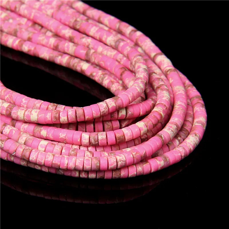New Fashion Flat Disc Round Stone Bead 4x2MM Quartzs Imperial Agat Jaspers Loose Spacer Heishi Beads Jewelry Diy Accessories