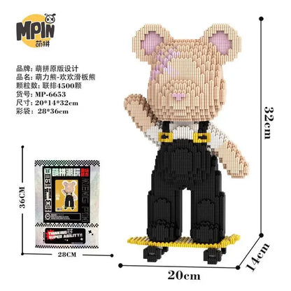 Weeding Bear Building Block Art Cake Bear Eternal Heart Bouquet Bear Ornament DIY Assembly Mini Brick Figure for Birthday Gift