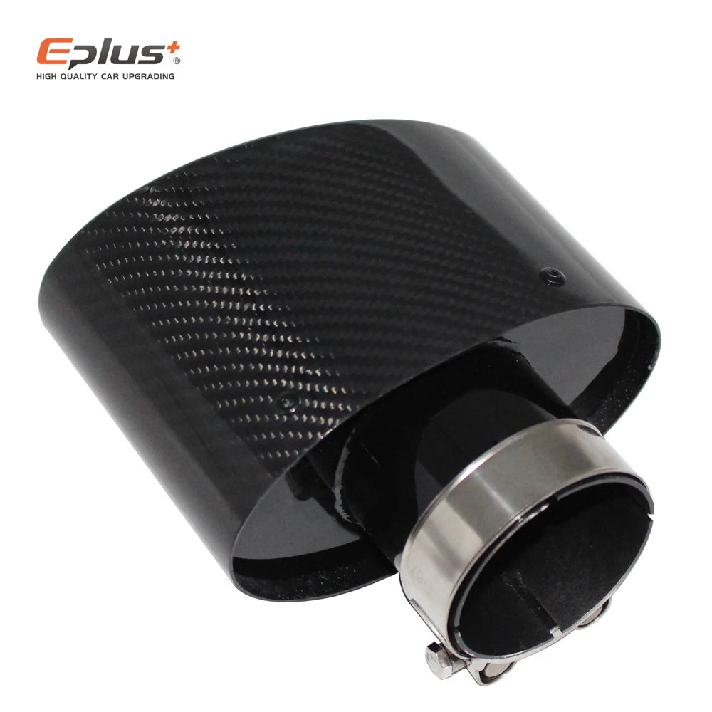 Oval Gloss Carbon Fiber Universal Car Mufflers Tip Exhaust Pipe Nozzle Decoration stainless steel Black silvery Tilting Left Rig