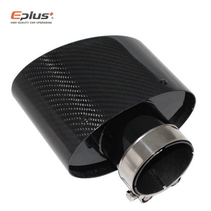 Oval Gloss Carbon Fiber Universal Car Mufflers Tip Exhaust Pipe Nozzle Decoration stainless steel Black silvery Tilting Left Rig