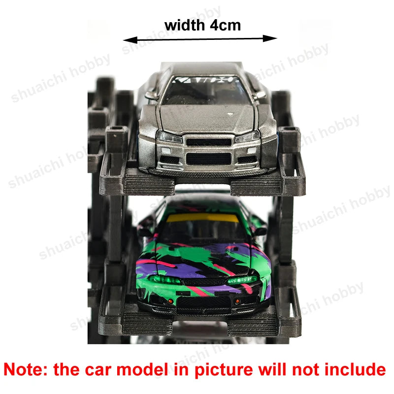1Set 1/64 Scale Parking Garage Assembly Part ABS Storage Rack Freely Combinable for Model Diecast Car Collection/Desktop Display