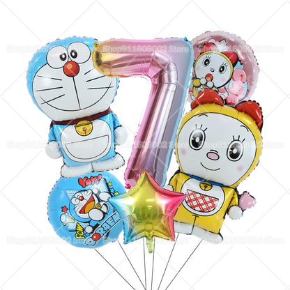Doraemons Number 1-10 Balloons Girls Boys Birthday Decorations Baby Shower Gender Reveal Balloon Party Supplies Kids Toys Gift