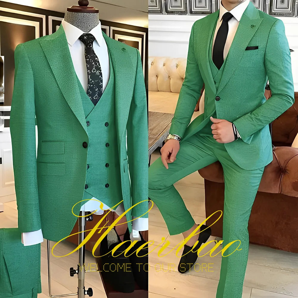 Navy Blue Men's Suit Business Workwear Formal Party Tuxedo Groom Wedding (Jacket Vest Pants) 3-piece Set 2023 Customized